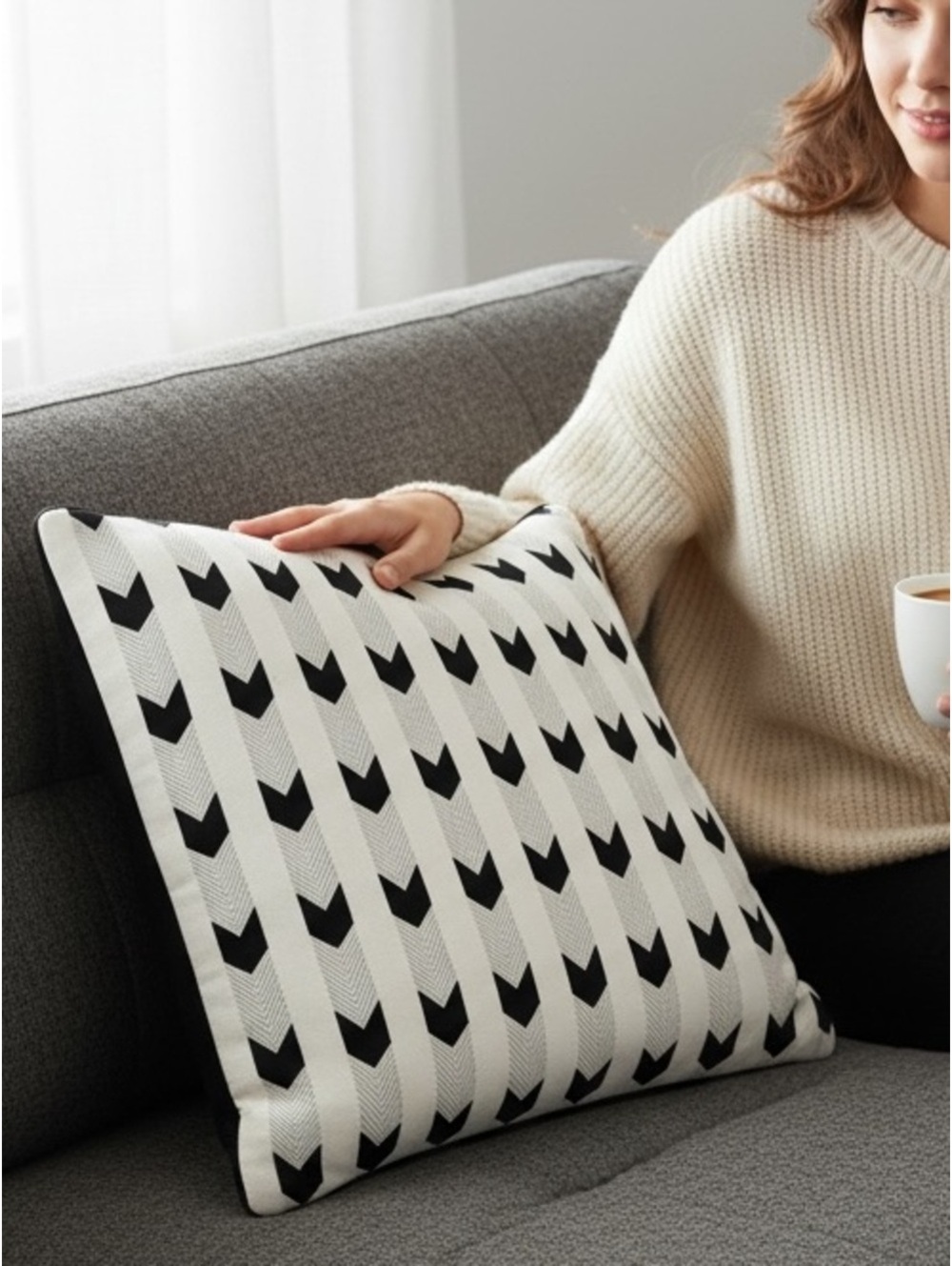 Black and White Pillow Cover 23 x 23 in - Picture 9 of 9